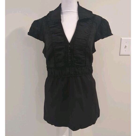 Y2K Vintage G by Guess Black Babydoll Blouse Gothic Whimsigoth Dark Romantic - Picture 1 of 15